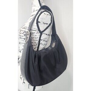 Brighton Navy Blue Patent Leather Croc Embossed Nylon Purse Shoulder Bag Tote